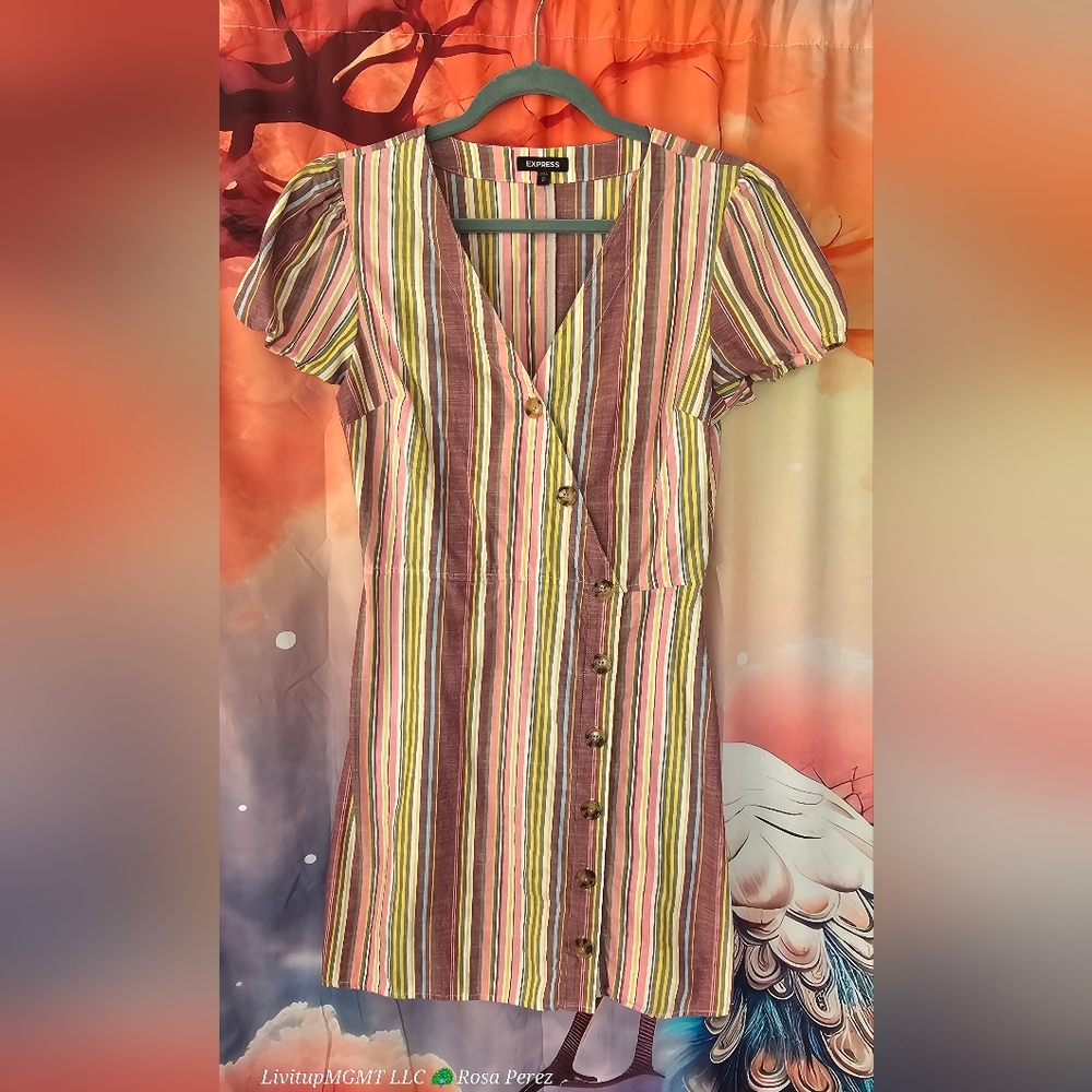 Express Pastel Striped Mini Dress